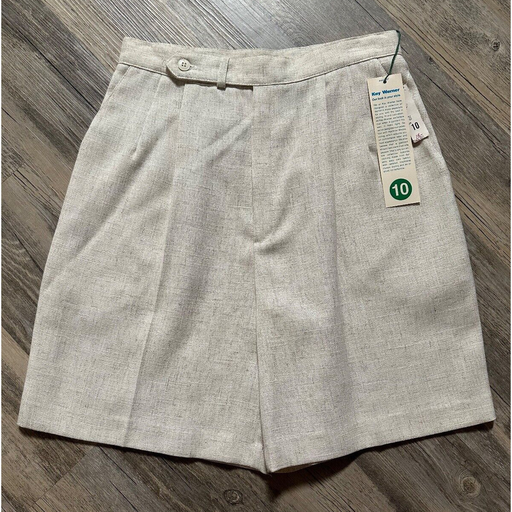Vtg Kay Warner by Jose Pleated Dress Shorts Beige Size 10 NWT Rayon 90s